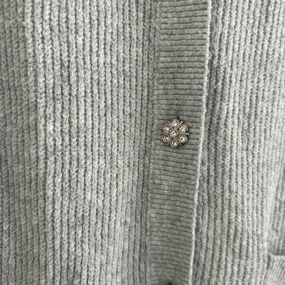 LOFT Womens Gray Long Cardigan with Gemstone Buttons, Size Small - Picture 2 of 4